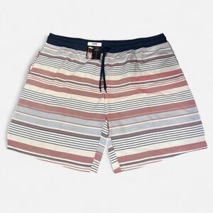 No Boundaries Blue and Red Board Shorts with Stripes